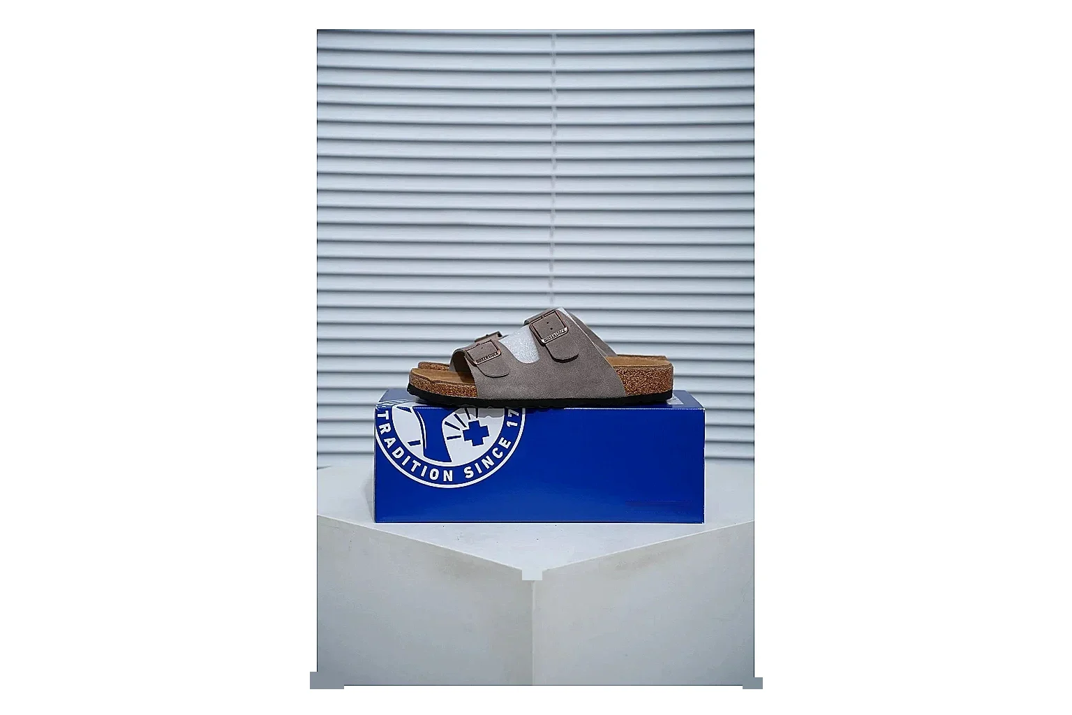 Birkenstock Arizona Taupe Cork Slide Product Image