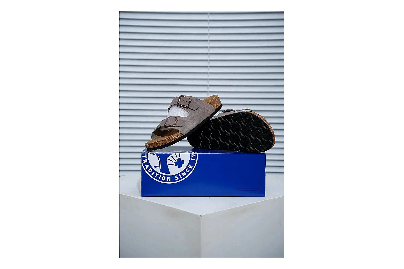 Birkenstock Arizona Taupe Cork Slide Product Image thumbnail 2