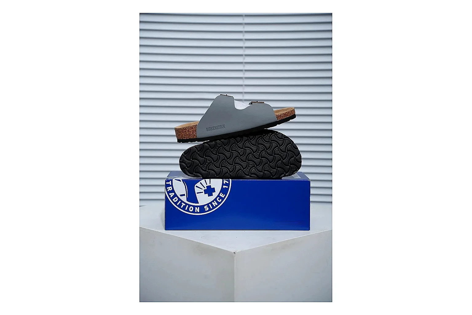 Birkenstock Arizona Charcoal Cork Slide Product Image thumbnail 3