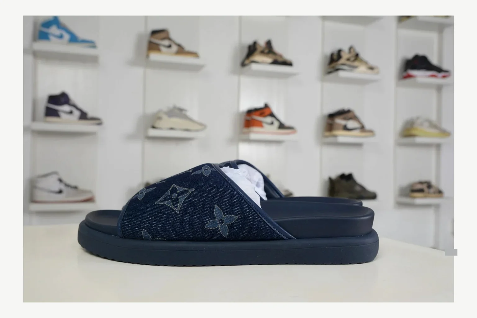Miu Miu Navy Denim Slide Product Image