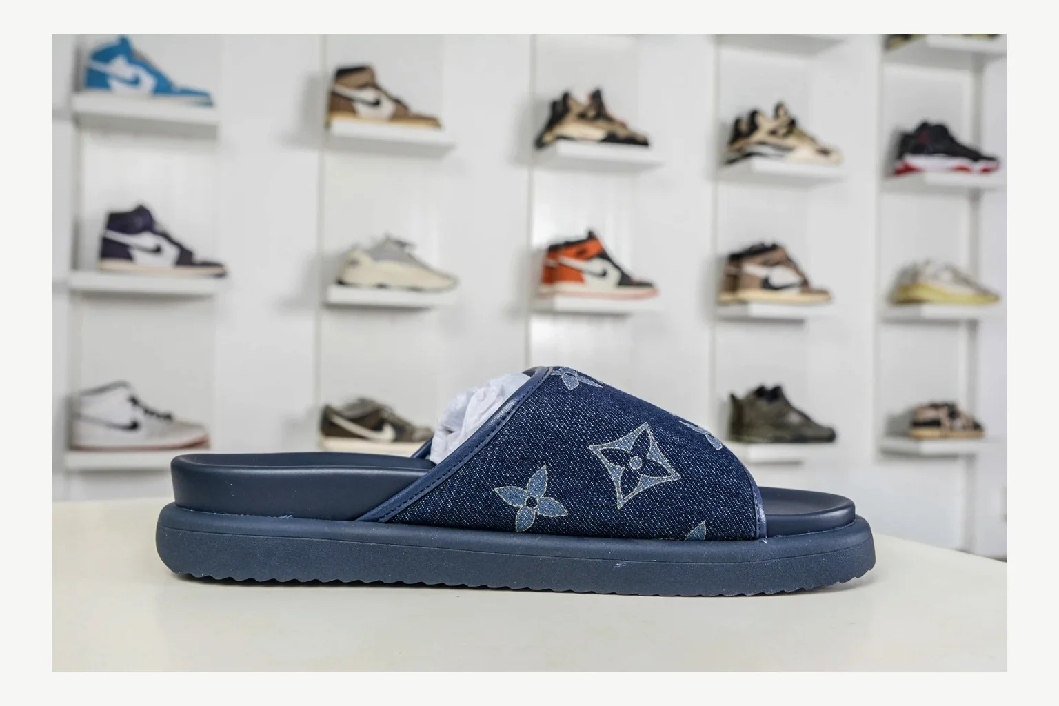 Miu Miu Navy Denim Slide Product Image thumbnail 3