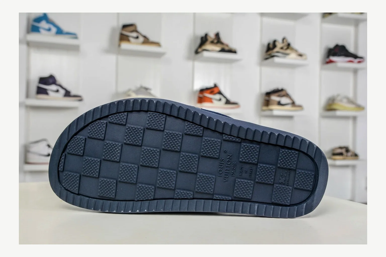 Miu Miu Navy Denim Slide Product Image thumbnail 5