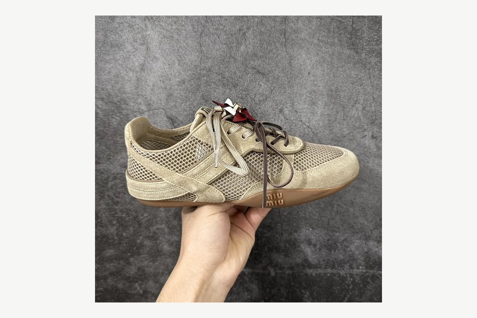 Miu Miu Beige Logo Sneaker Product Image thumbnail 2