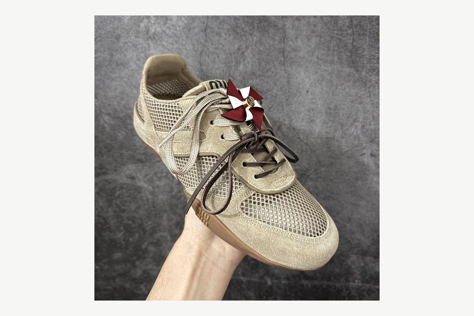 Miu Miu Beige Logo Sneaker Product Image thumbnail 3