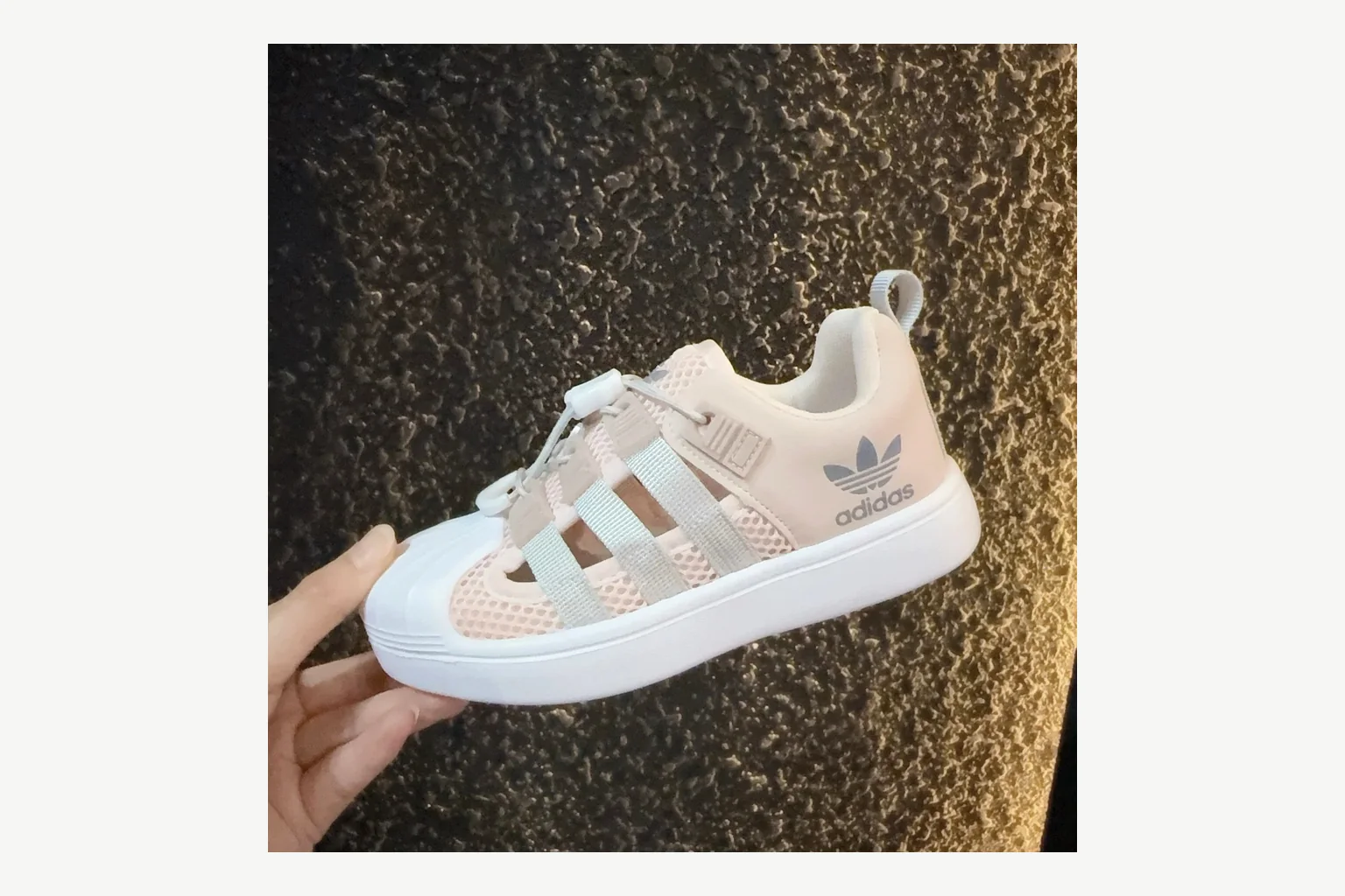 Adidas Shell Toe Kids Cream Sandal Product Image thumbnail 4