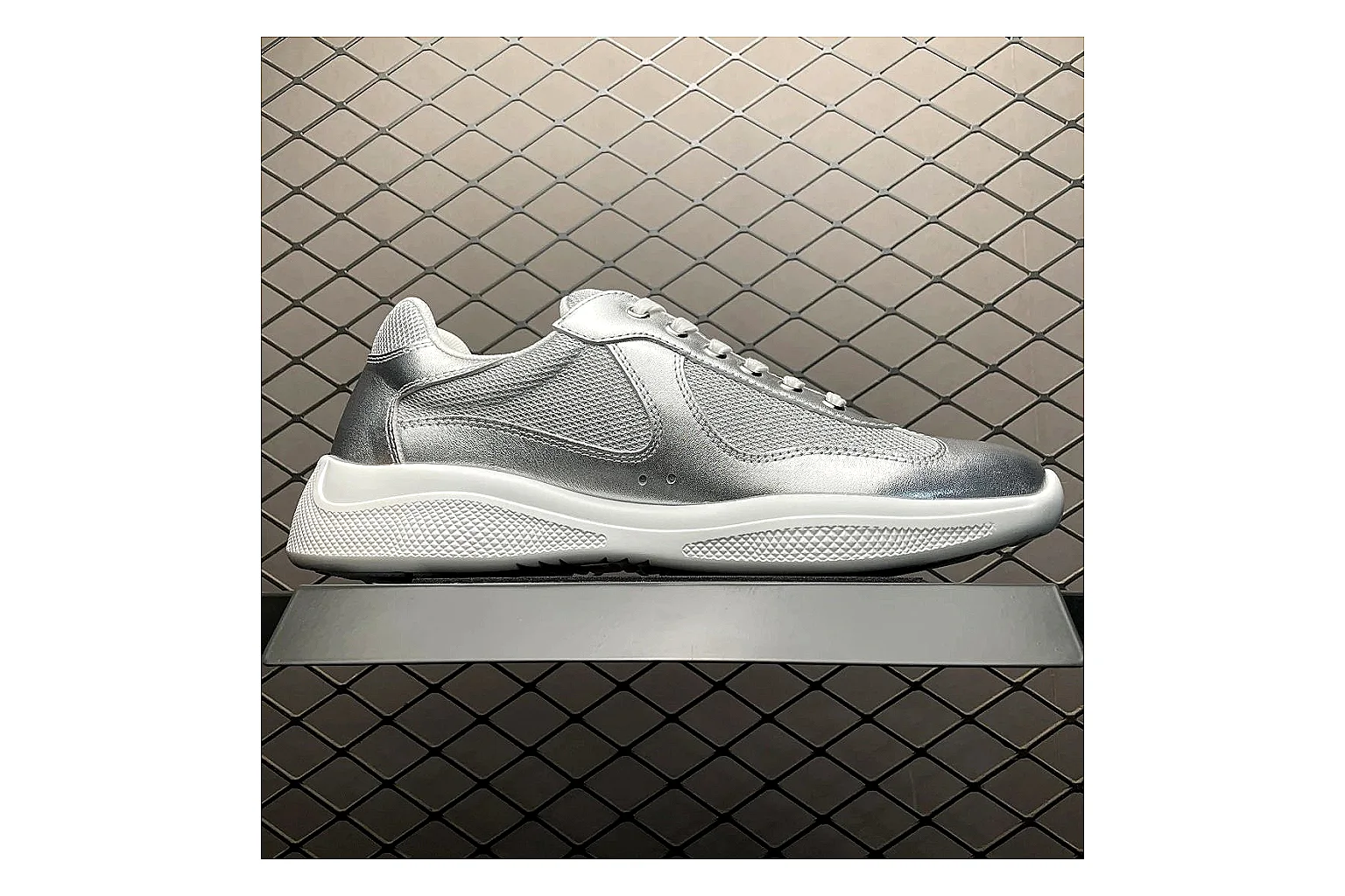Prada America Cup Silver Sneaker Product Image thumbnail 2