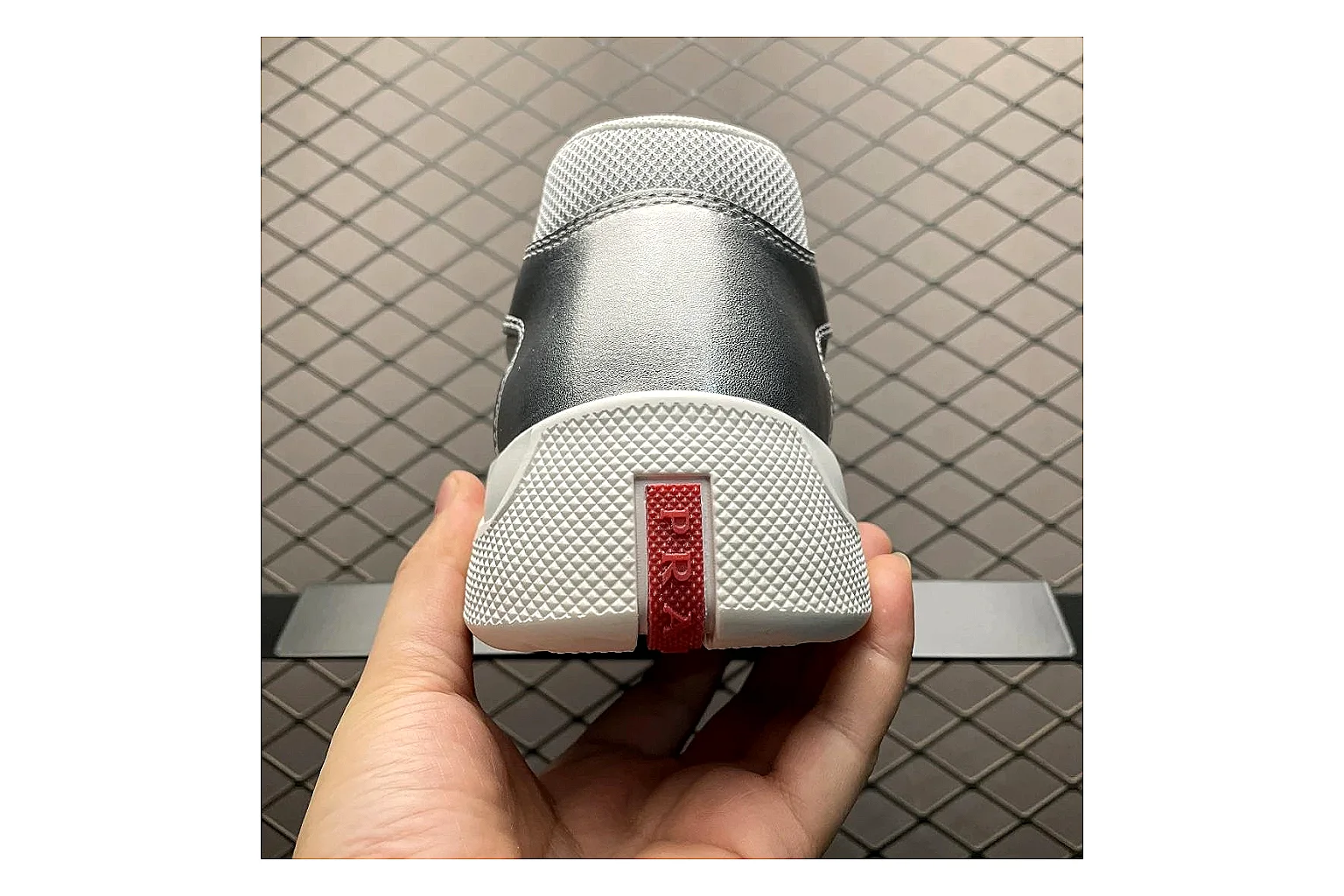 Prada America Cup Silver Sneaker Product Image thumbnail 3