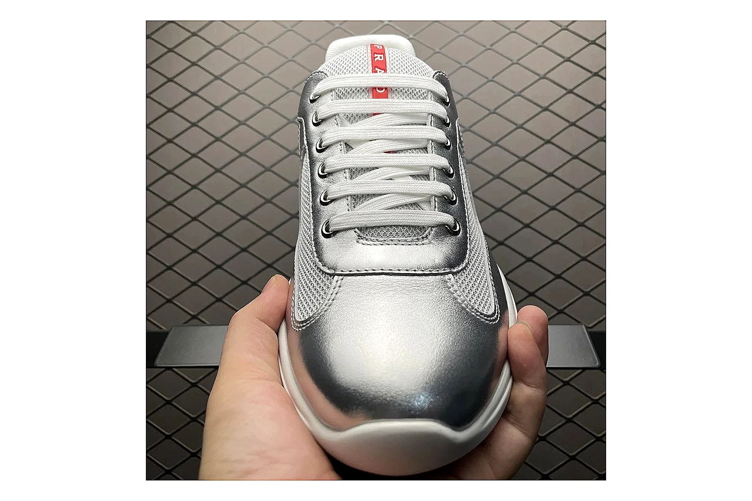 Prada America Cup Silver Sneaker Product Image thumbnail 5