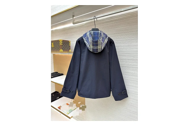 scout dashboard Burberry Reversible Hooded Jacket Navy Check Jacket product image