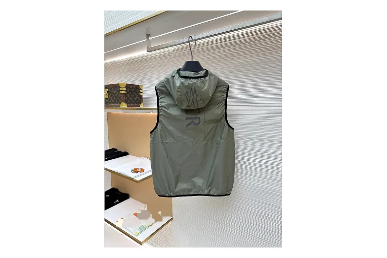 find list Moncler Reflective Hooded Vest Olive Black Vest product image