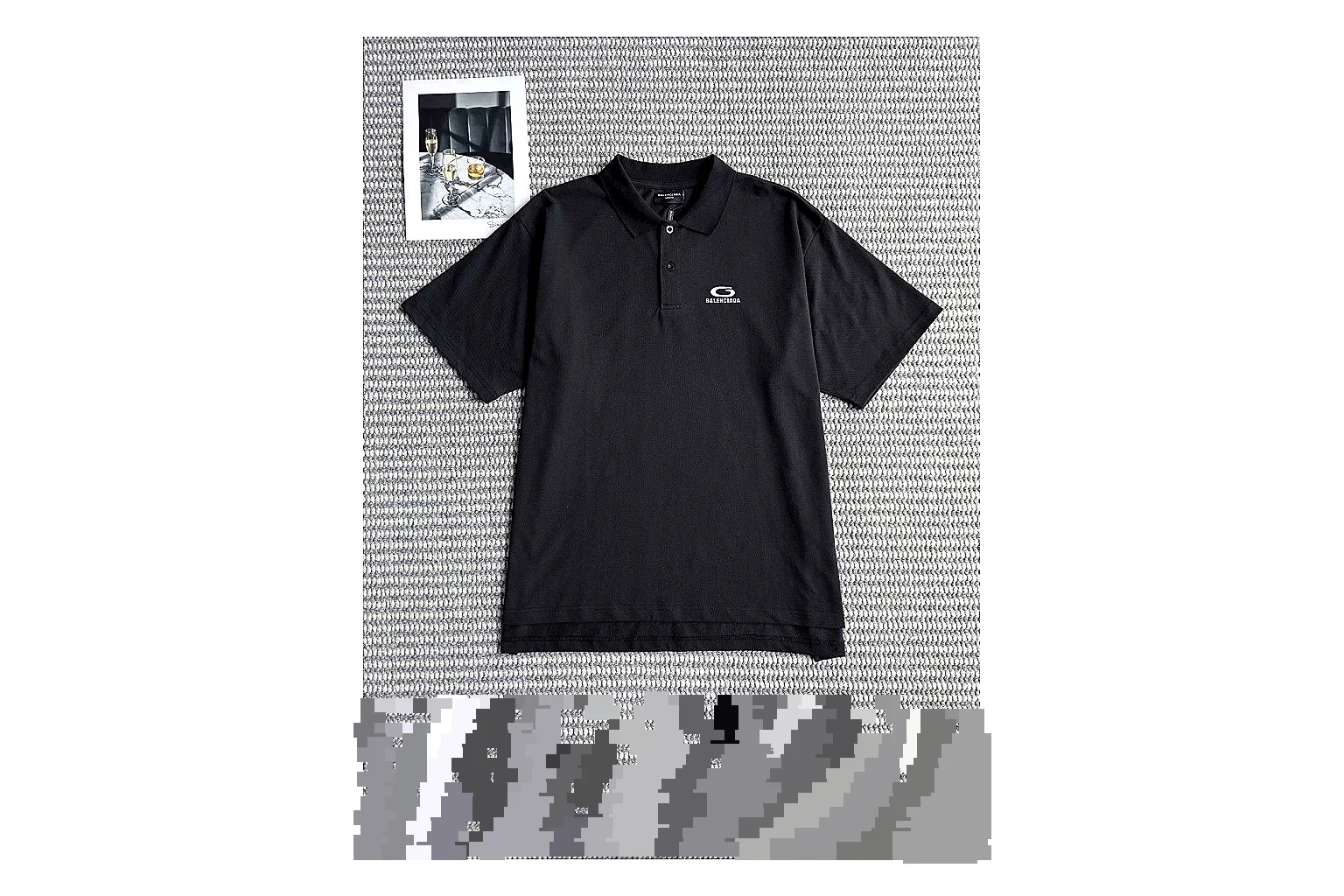find list Balenciaga Oval Logo Polo Black White Polo Shirt product image