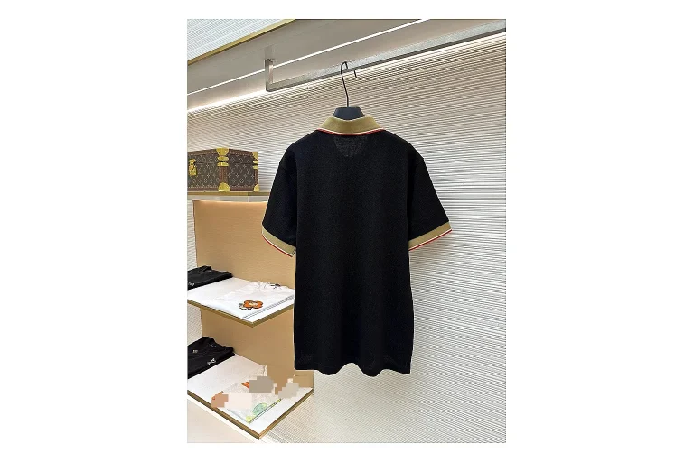 find list Moncler Contrast Collar Polo Black Cream Polo Shirt product image
