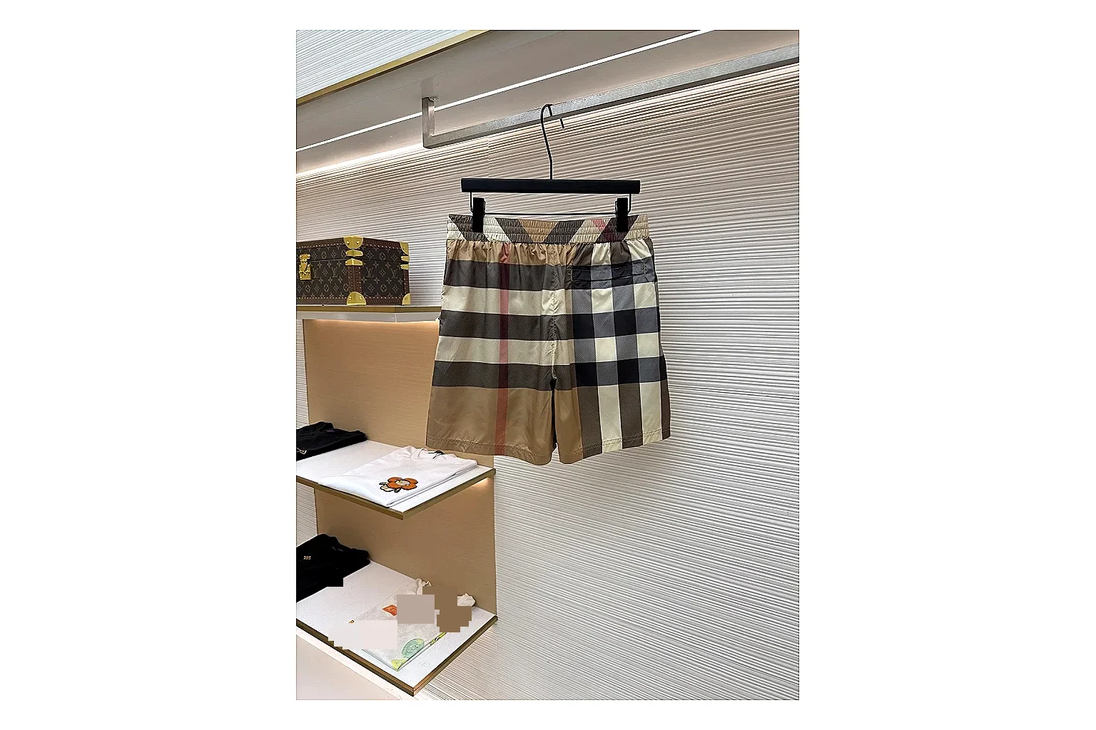 find list Burberry Check Swim Shorts Tan Navy Shorts product image