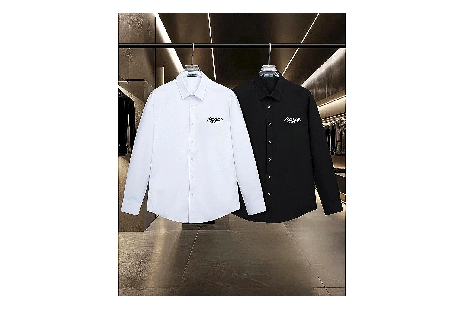 find list Prada Logo Shirt White Black Shirt product image thumbnail 4
