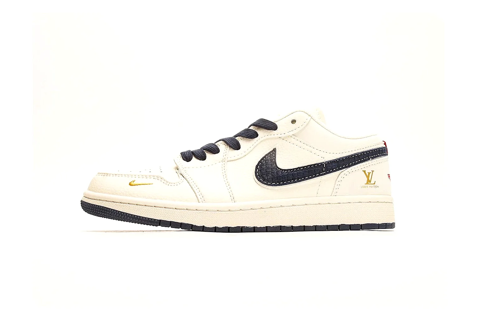 Nike Air Court Cream Navy Leather Low Top Sneakers