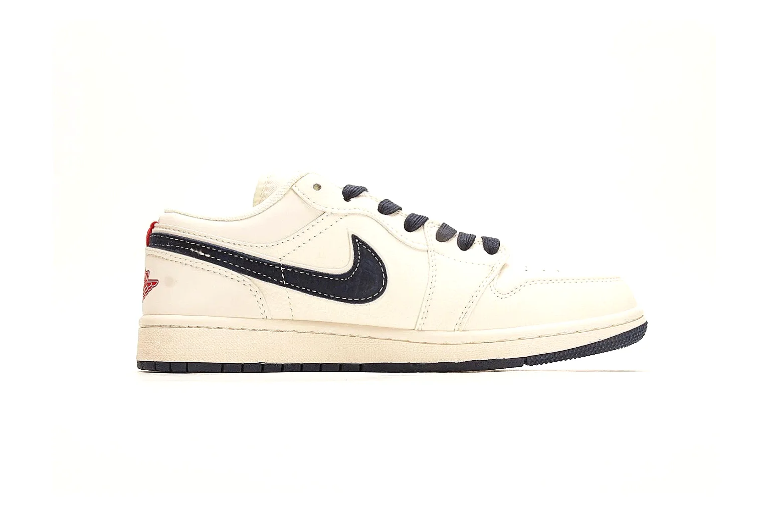 Nike Air Court Cream Navy Leather Low Top Sneakers thumbnail 2