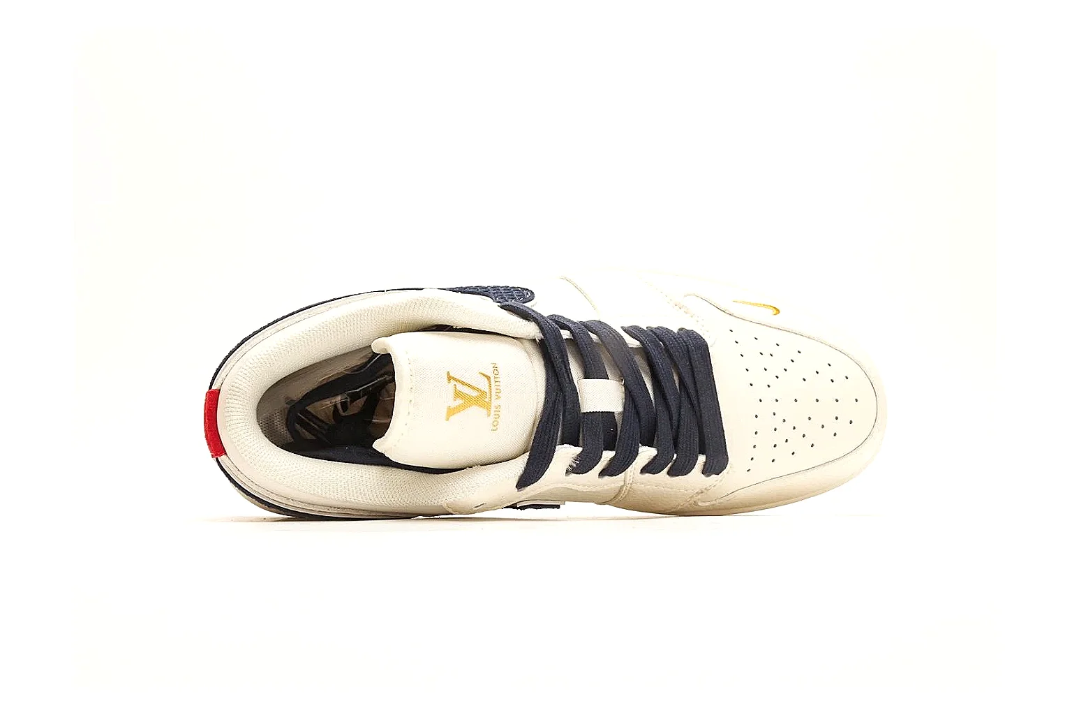 Nike Air Court Cream Navy Leather Low Top Sneakers thumbnail 3