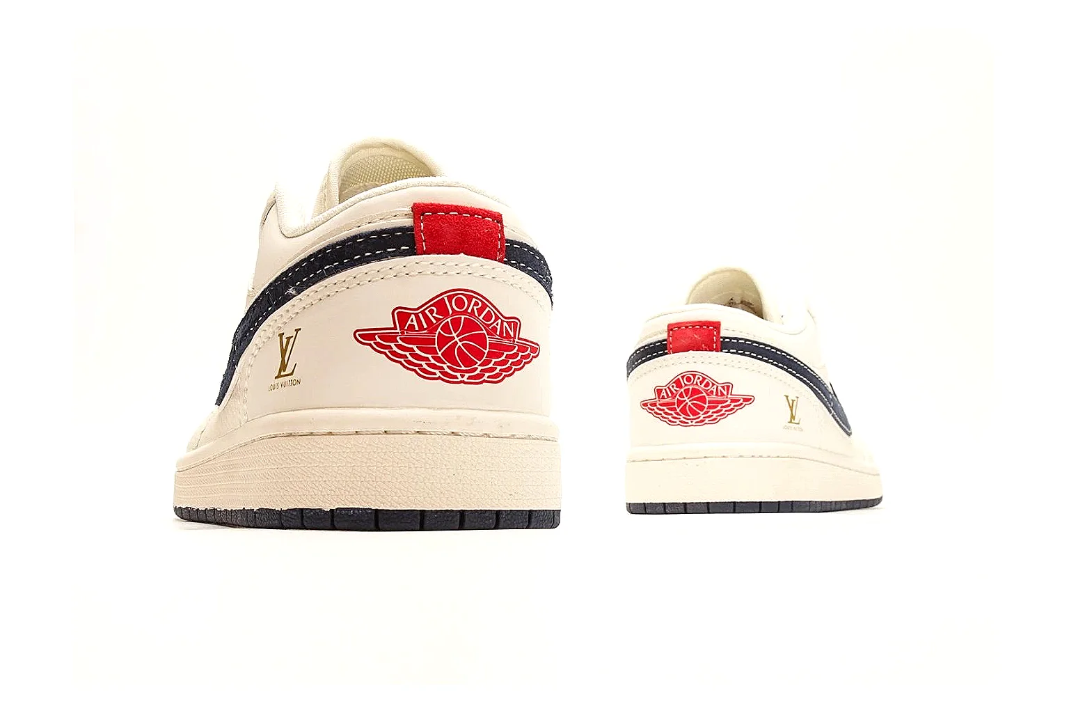 Nike Air Court Cream Navy Leather Low Top Sneakers thumbnail 4