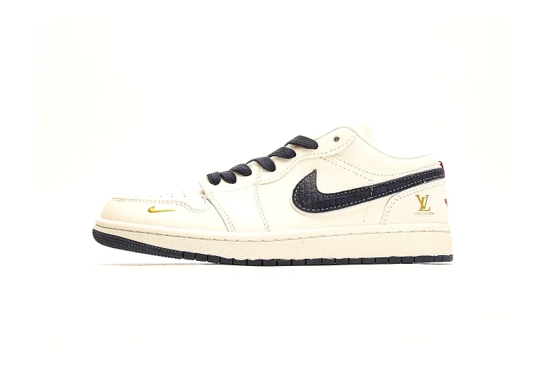 Nike Air Court Cream Navy Leather Low Top Sneakers