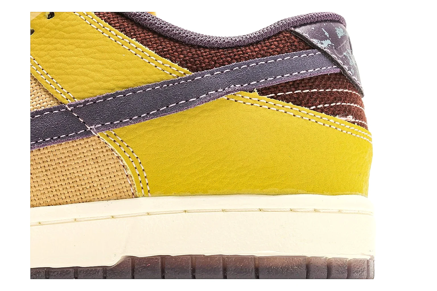 Nike Dunk Low Yellow Purple Leather Sneakers thumbnail 6