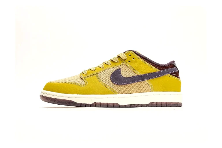 Nike Dunk Low Yellow Purple Leather Sneakers