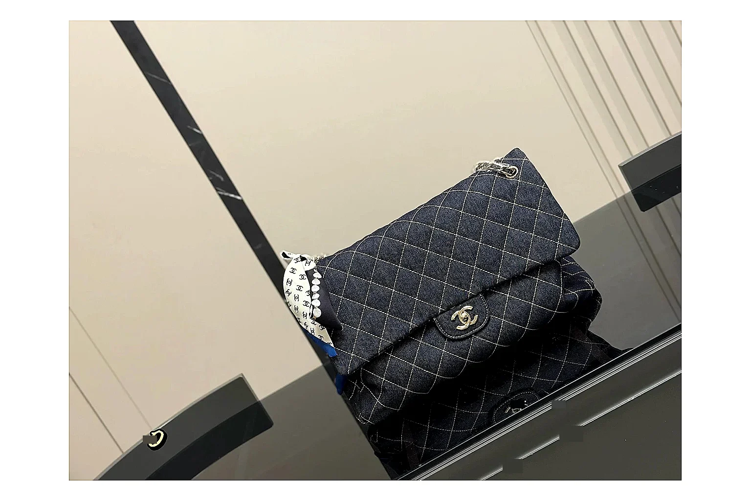Chanel Quilted Flap Bag Black Denim Product Image