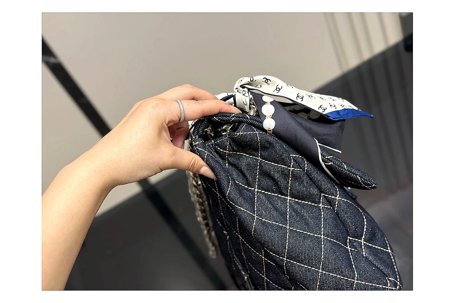 Chanel Quilted Flap Bag Black Denim Product Image thumbnail 4