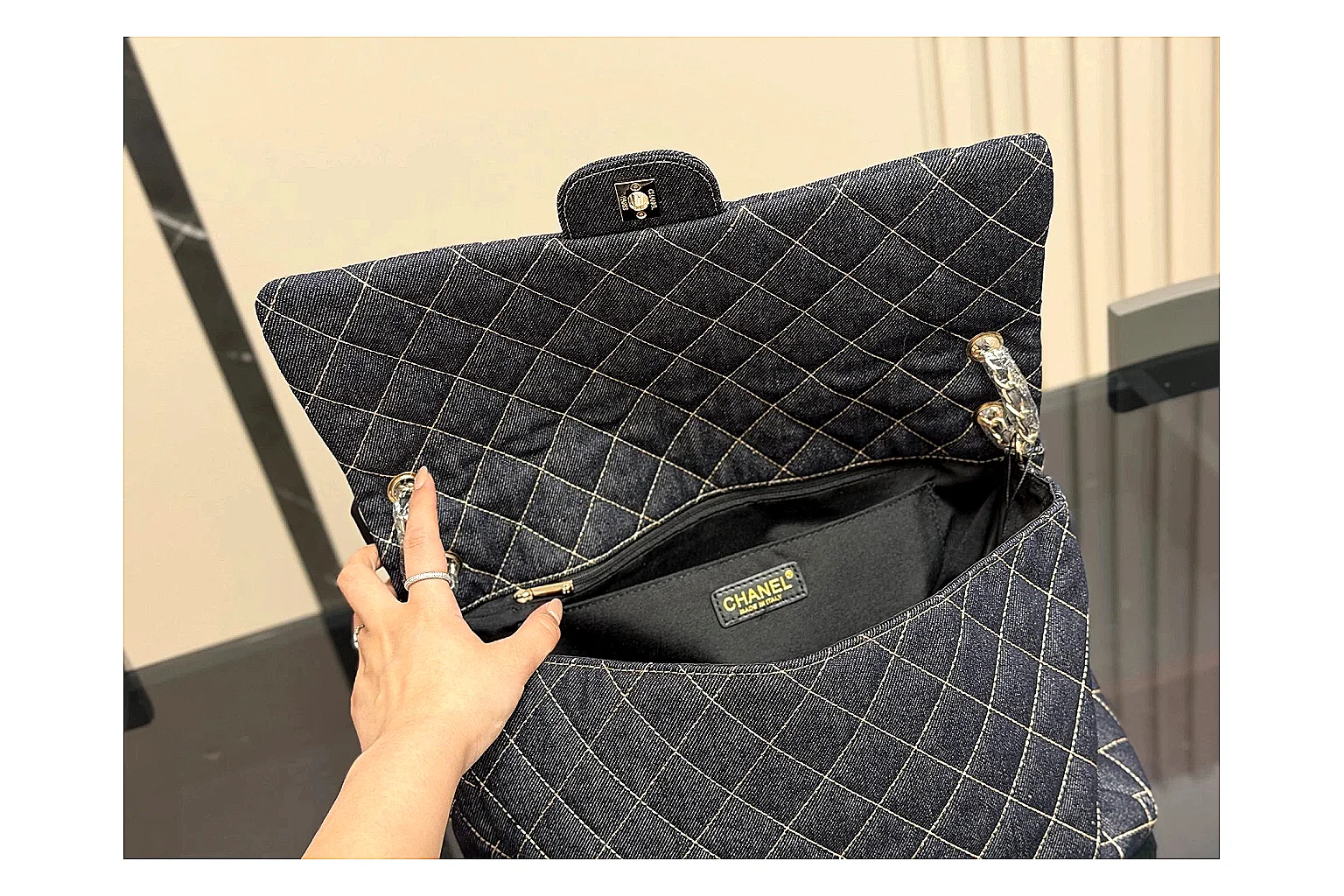 Chanel Quilted Flap Bag Black Denim Product Image thumbnail 5