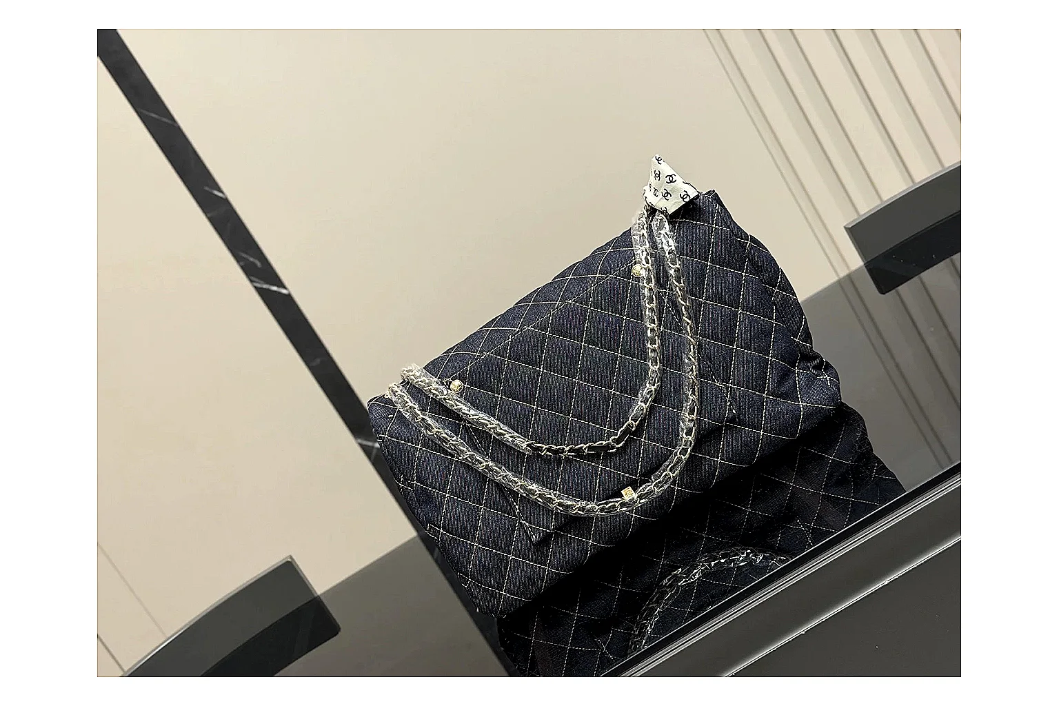Chanel Quilted Flap Bag Black Denim Product Image thumbnail 6