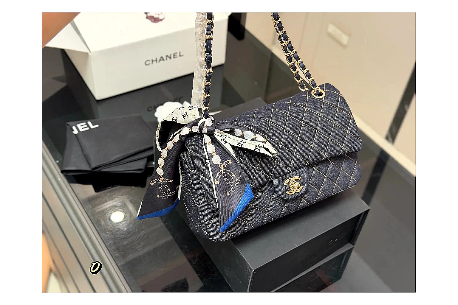 Chanel Quilted Flap Bag Black Navy Product Image thumbnail 2