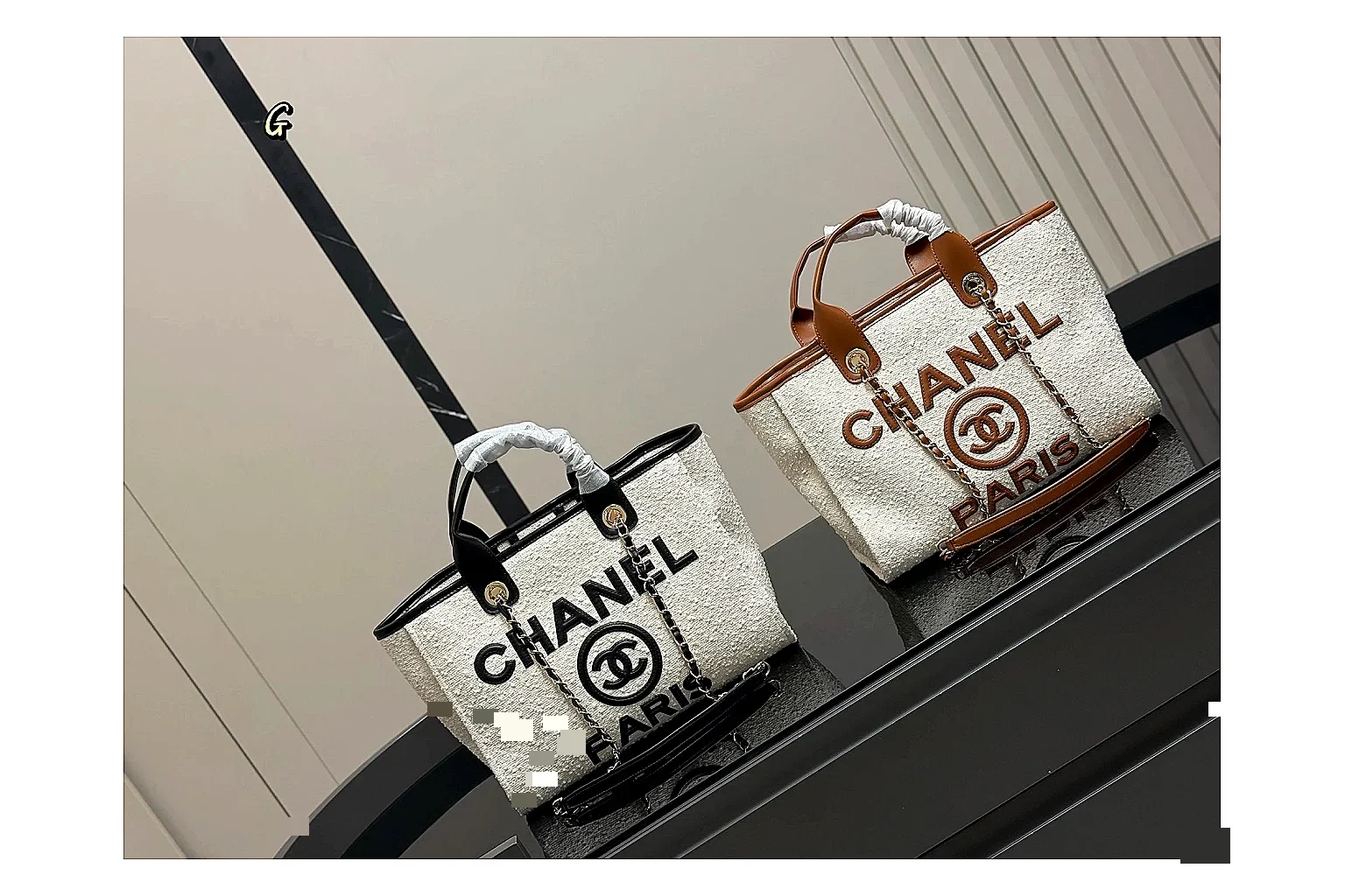 Chanel Tote Bag White Black Product Image