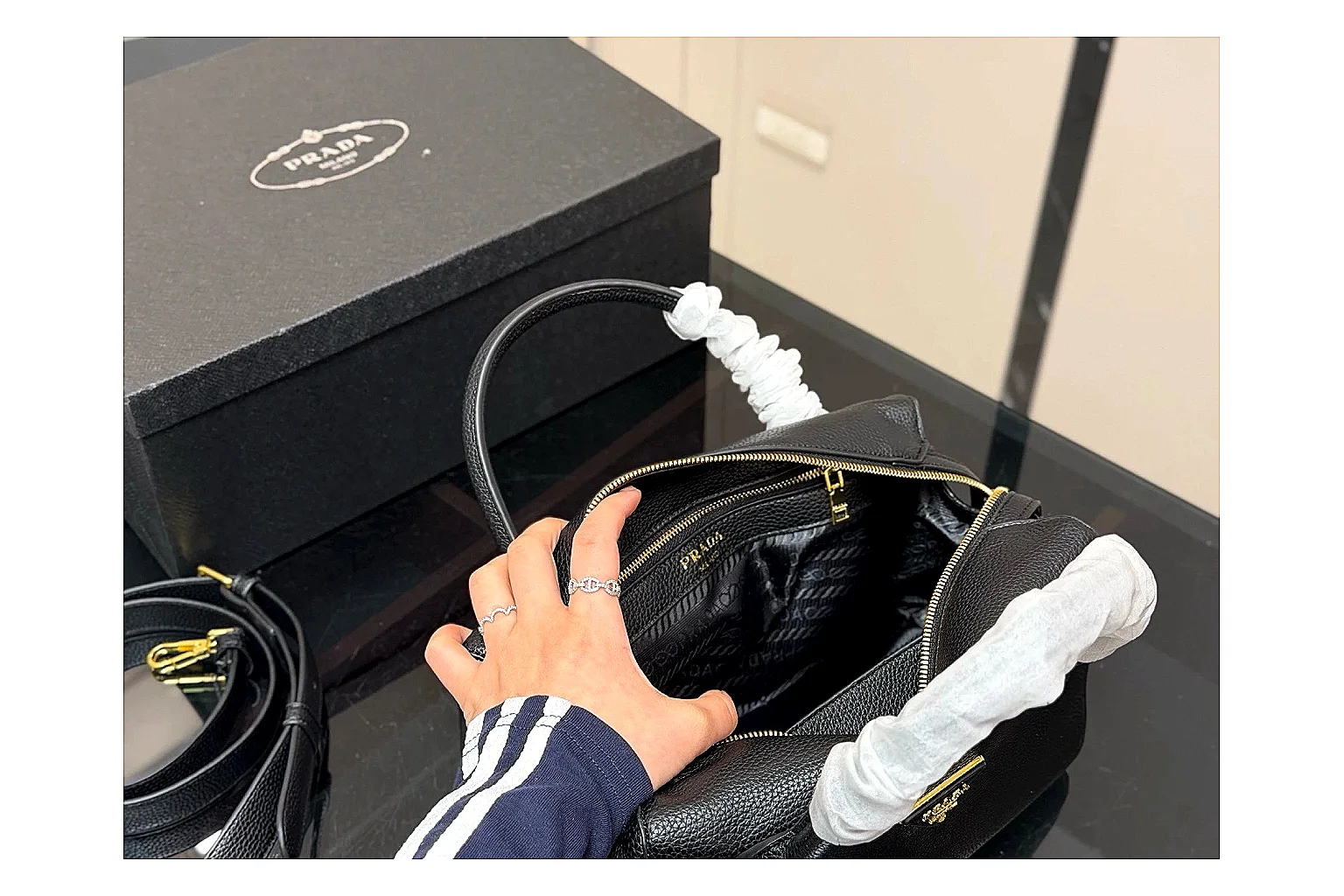 Prada Mini Top Handle Black Product Image thumbnail 5
