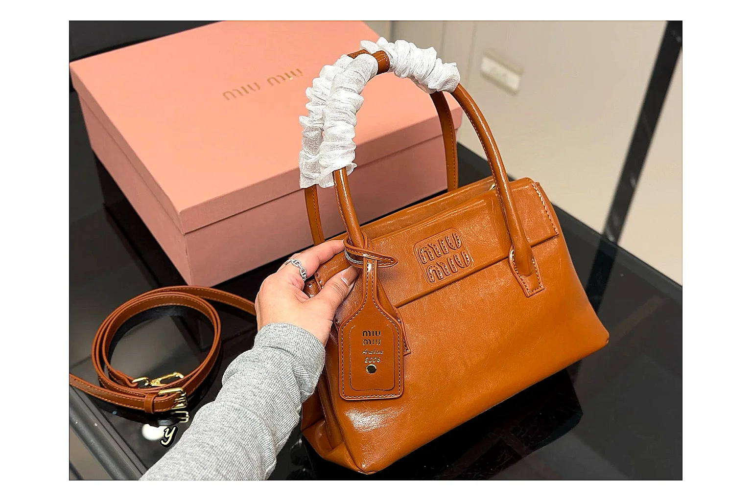 Prada Mini Top Handle Orange Brown Product Image thumbnail 2