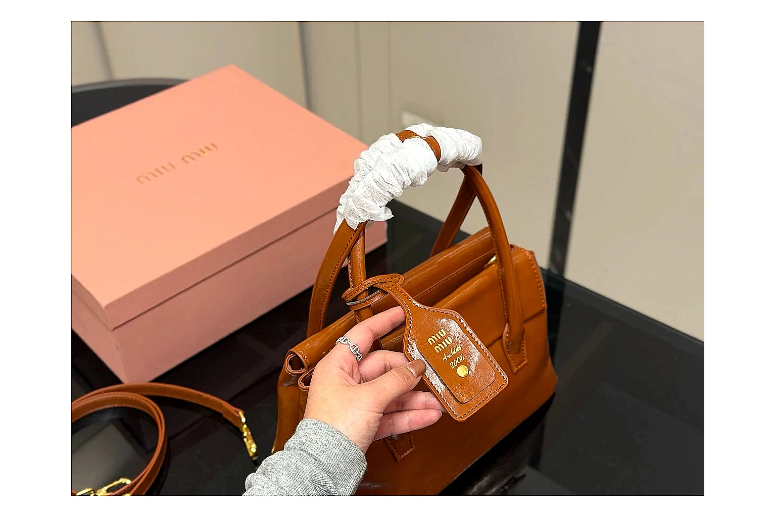 Prada Mini Top Handle Orange Brown Product Image thumbnail 3