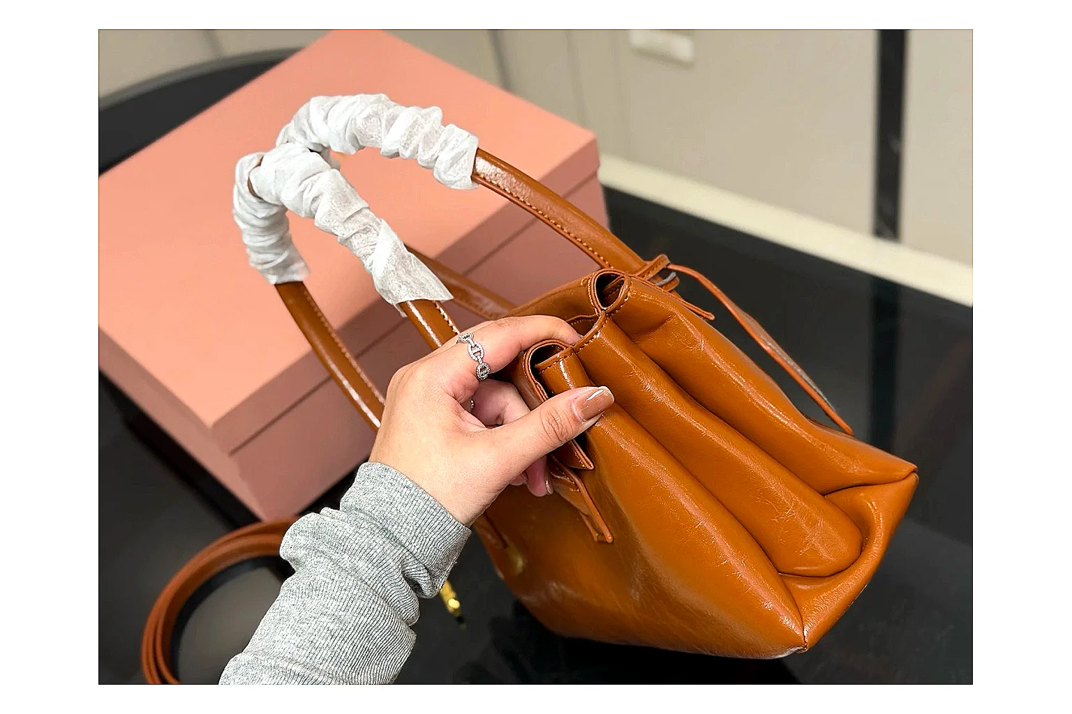 Prada Mini Top Handle Orange Brown Product Image thumbnail 6